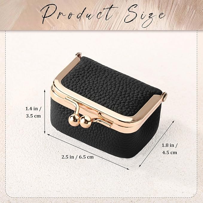 Zivyes Mini Jewelry Box Travel Small Coin Purse Organizer Case Genuine Leather Tiny Size (Black1)