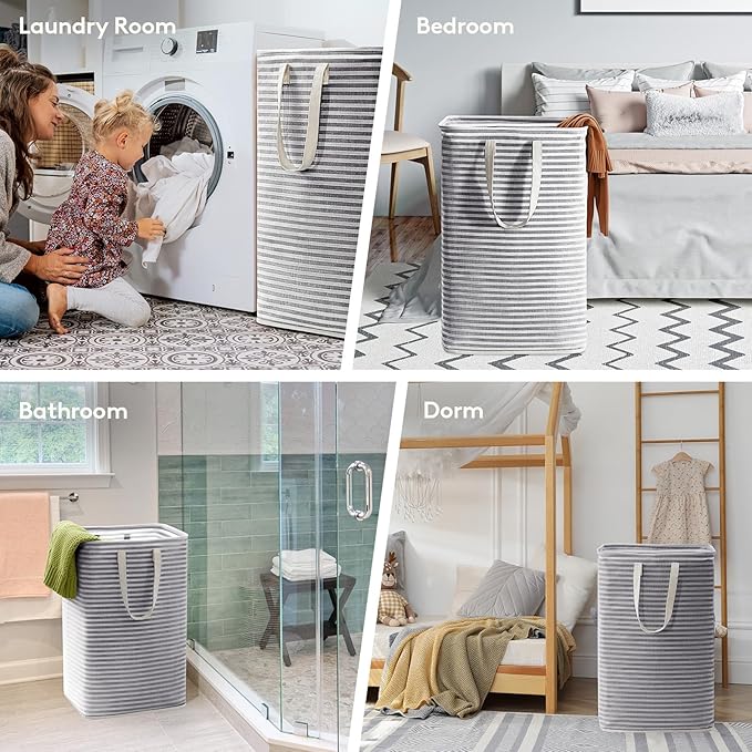 Lifewit 4 Pack Laundry Basket 80L Each, Collapsible Clothes Hamper with Reinforced Handles, Freestanding Waterproof Design for Bedroom and Laundry Room, Black 320L Total