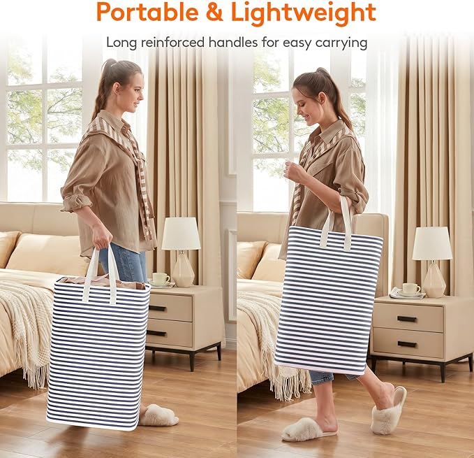 Lifewit 2 Pack Laundry Hamper Large Collapsible Laundry Baskets, Freestanding Waterproof Clothes Hamper with Easy Carry Handles in Laundry Room Bedroom Bathroom College Dorm for Adults, Navy, 2 x 80L
