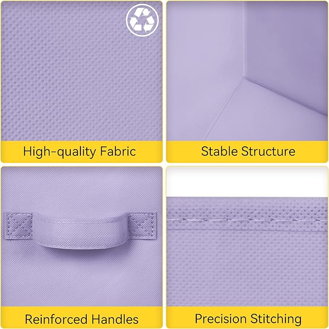 Cupic Cupid 11 Inch Storage Cube, Fabric Cube Storage Bin with Handles, Storage Cube Organizer for Clothes and Toys, Collapsible Cube Bins for Closet, Shelves, Nursery, 6-Pack, Purple Gradient