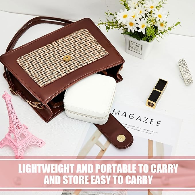 Taiyin Travel Jewelry Case, Bridesmaid Gifts Mini Jewelry Organizer, PU Leather Portable Earring Box for Women Girls