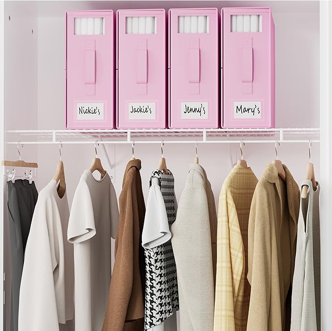 SheetCube Bed Sheet Organizers and Storage 6 Pack, Foldable Linen Closet Organizer with Window and Label, Bedding Folder Storage Box Container for Blanket, Duvet Cover Set, Bed Sheet Set - Pink