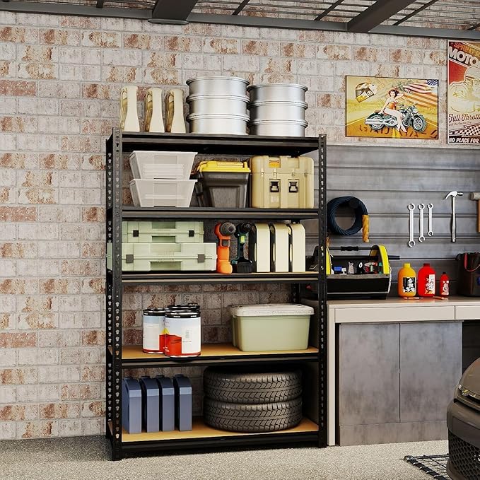 Garage Storage Shelves 72'',Ajustable Garage Shelving Units, Storage Shelves Heavy Duty, Metal Shelving for Basement, Warehouse, Workshop, Pantry, Closet, 2400 LBS, 16" D x 35.5" W x 72" H