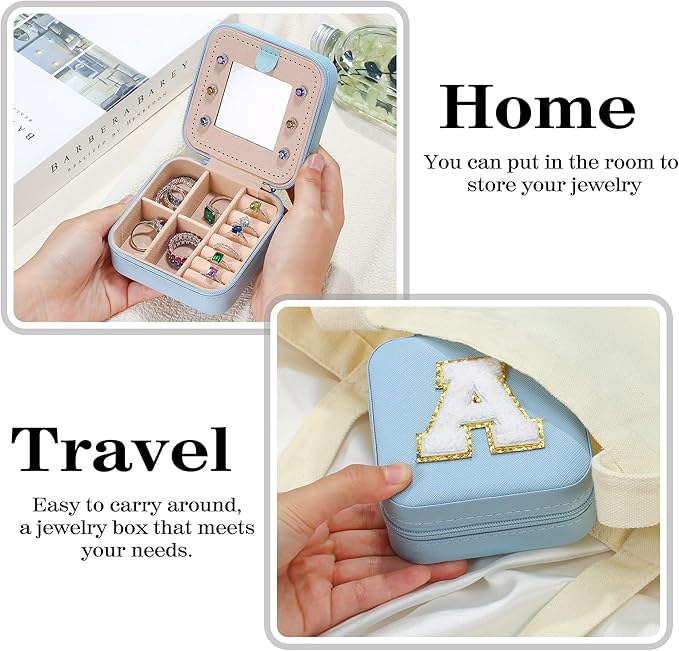 Parima Christmas Gifts List 2025 Ideas - Personalized Initial Travel Jewelry Case, 4 5 6 7 8 9 10 11 12 Year Old Girl Birthday Gifts Christmas Gifts for Daughter Granddaughter - Letter G, Sky Blue