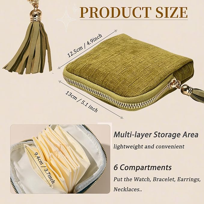 Travel Jewelry Organizer Bag Small Jewelry Holder Case with Tassel Zipper for Vacation Business Trip, Velvet Necklace Earrings Bangles Storage Box for Women Girls