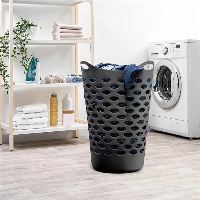 Flex Carrying Handles Laundry Hamper, Black