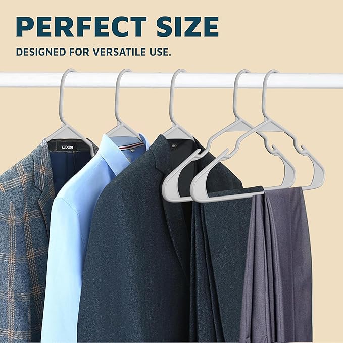 Lifemaster Plastic Clothes Hangers – Heavy Duty Hanger Set, for Organizing Clothes, Dresses, and Coat, Holds Up to 5 lbs, Space-Saving Hangers with Non-Slip Shoulder Grooves, Pack of 20, Gray