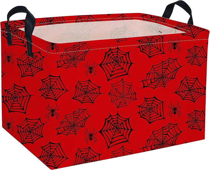 Rectangular Kids Baskets Spider Basket Cute Storage Bins Organizer Box Boys Room Decor for Home.(Red spider)