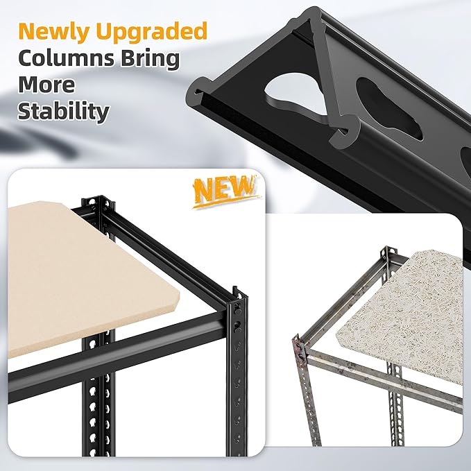 REIBII Storage Shelves 6 Tier Garage Shelving, Adjustable Shelving Units Loads 2250LBS, Narrow Shelves Units and Storage for Kitchen, Pantry, Garage, Closet, Basement, 16" W x 16" D x 72" H