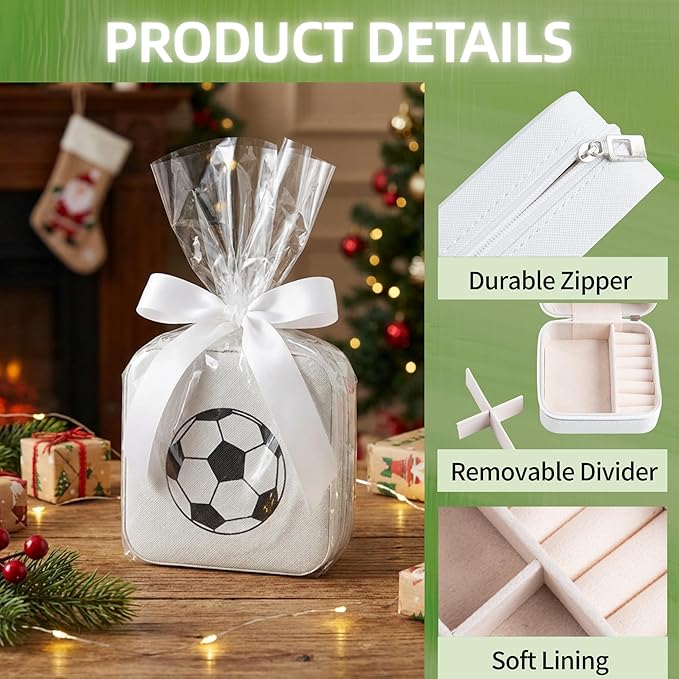 6-Pack Soccer Portable Jewelry Box for Team Travel White Sport Jewelry Case Bulk Gifts for Soccer Team Athletes & Sports Enthusiasts Christmas Events & Milestones