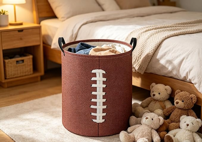 Baby Laundry Hamper kids laundry Basket Waterproof Laundry Bag for Bedroom Toy Clothes Organizer Room Décor(Football)