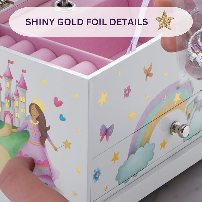 ABI + OLIE Kids Musical Jewelry Box for Girls 8-12 - Music Box for Girls - Princess Castle Unicorn Theme