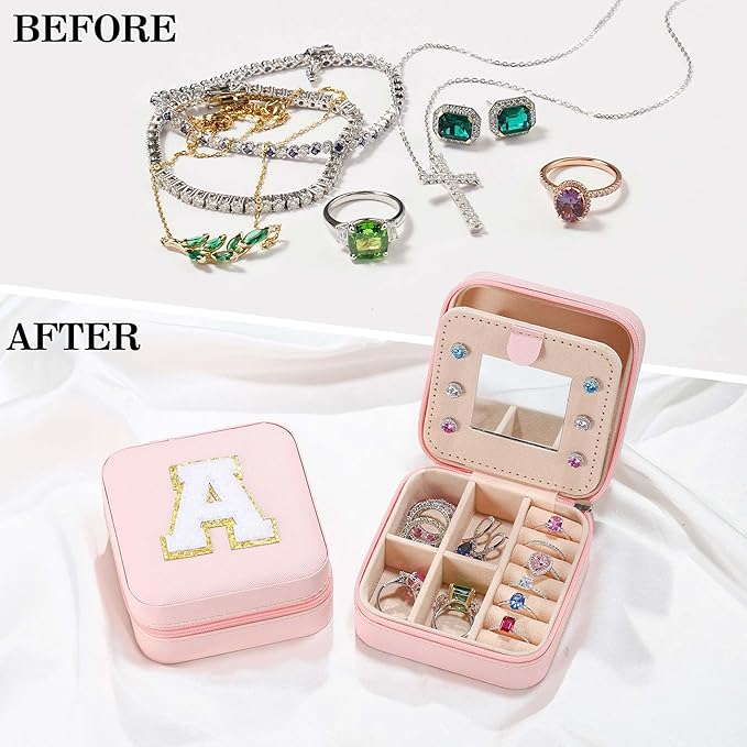 Parima Gifts for Girls - Jewelry Box for Girls Fashion, Travel Jewelry Case Organizer Box for Teen Girl Gifts | Birthday Gift - Letter G, Pink