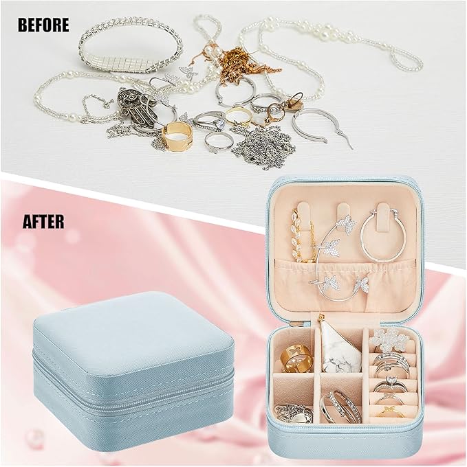 Taiyin Travel Jewelry Case, Bridesmaid Gifts Mini Jewelry Organizer, PU Leather Portable Earring Box for Women Girls