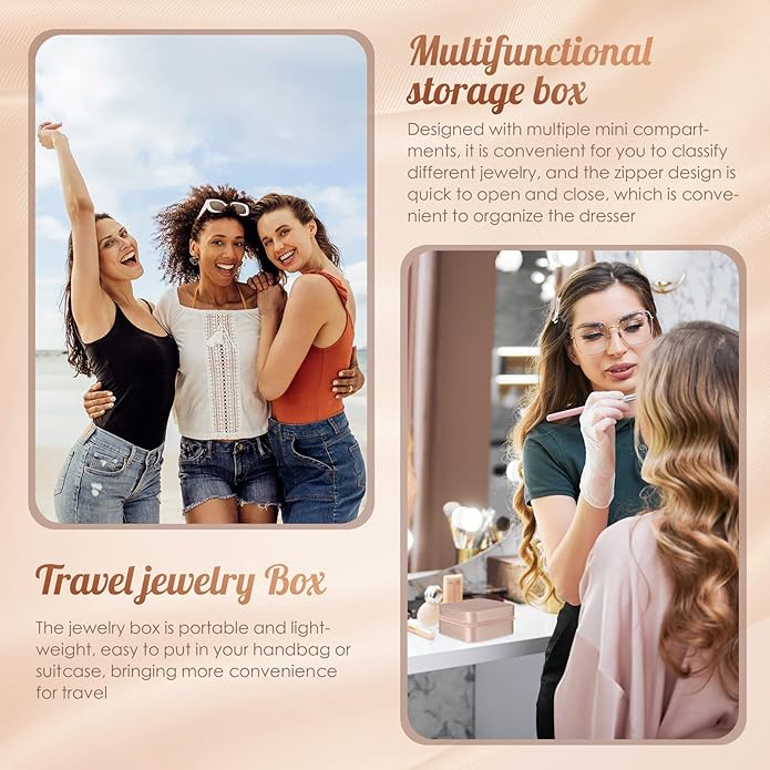 Junkin 8 Pcs Jewelry Travel Case Bulk, Small Jewelry Box Bridesmaid Gifts Jewelrys Box for Women, Portable PU Leather Jewelrys Case Organizer Storage for Rings Earrings Necklaces, 4 Colors