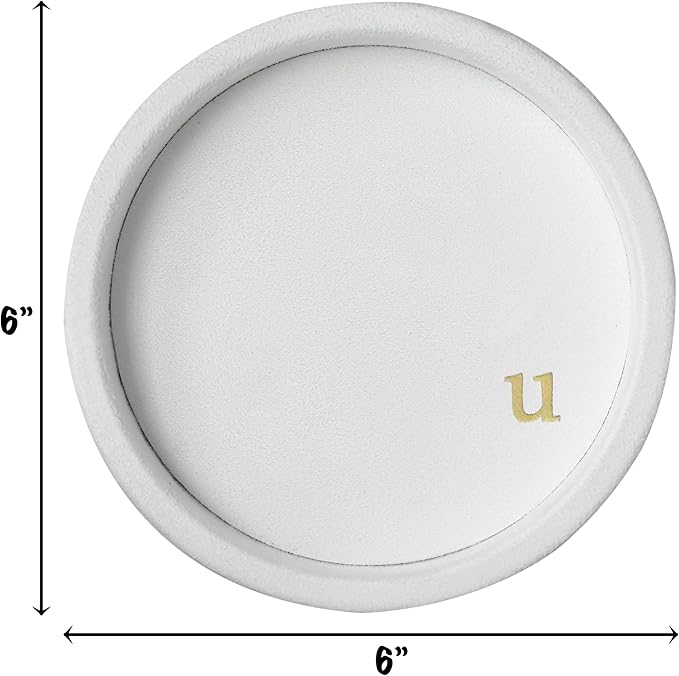 COLLECTIVE HOME - Velvet Jewelry Tray, 6" Monogrammed Jewelry Dish, Smooth Velour Display Dish for Rings, Earrings, Necklaces, Makeup, Personalized Gifts for Women (White-u)
