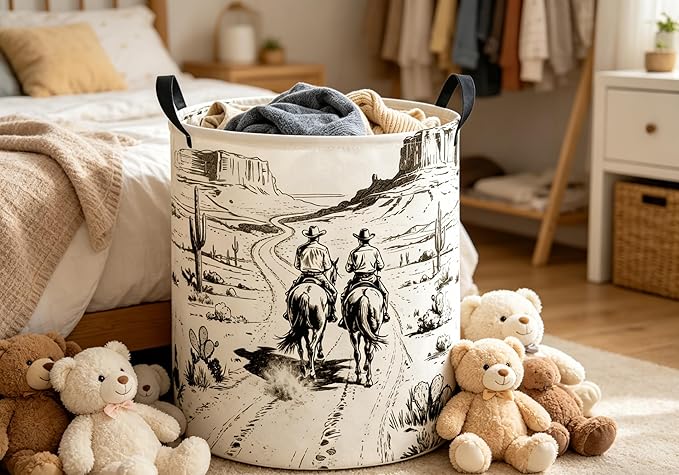 Baby Laundry Hamper kids laundry Basket Waterproof Laundry Bag for Bedroom Toy Clothes Organizer Room Décor(Cowboy)