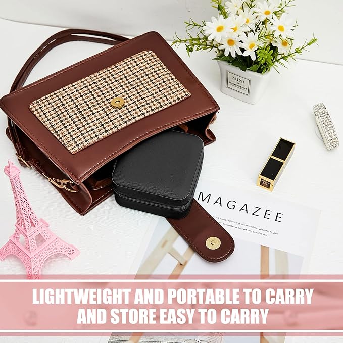 Taiyin Travel Jewelry Case, Bridesmaid Gifts Mini Jewelry Organizer, PU Leather Portable Earring Box for Women Girls