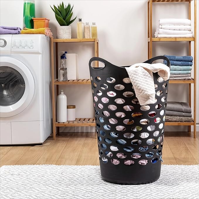 Flex Carrying Handles Laundry Hamper, Black
