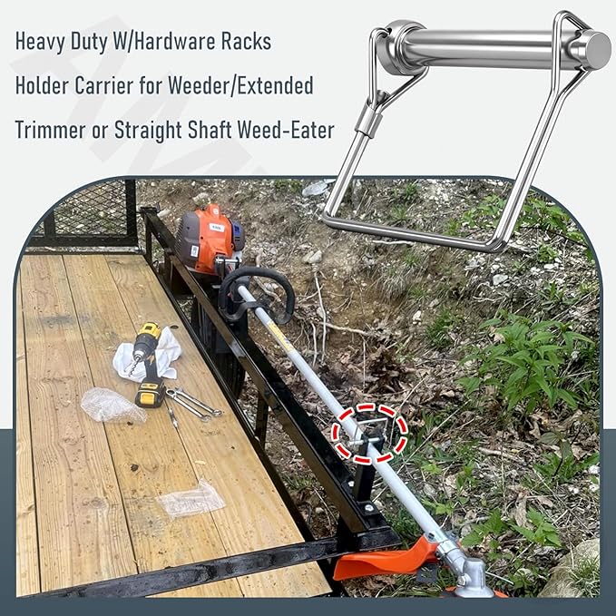 AMTHKNO Heavy Duty W/Hardware Racks Holder Carrier for Weeder/Extended Trimmer or Straight Shaft Weed-Eater, Lockable Racks, Trailer Trimmer Rack, W-eed Eater R ack - Securely/Transport Trimm-ers