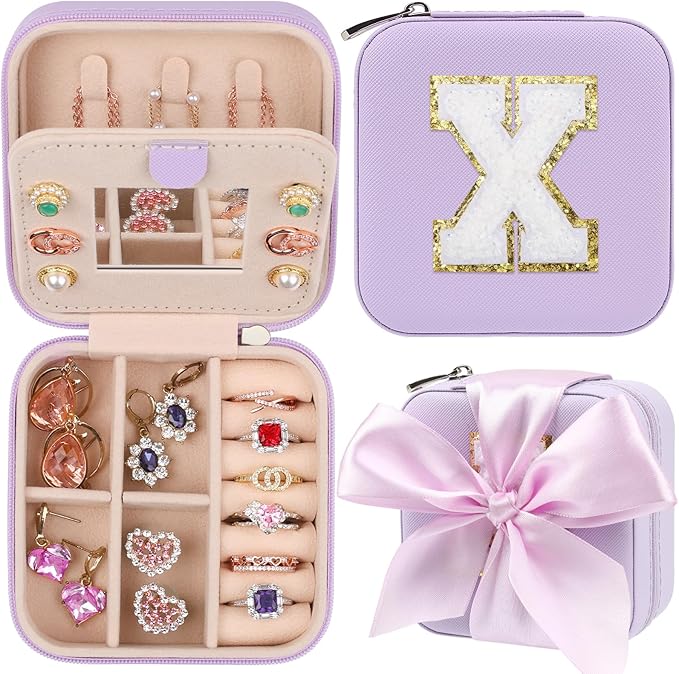 CHMI Purple Travel Jewelry Box - Organizer for Women & Girls - Birthday & Christmas Gifts - X
