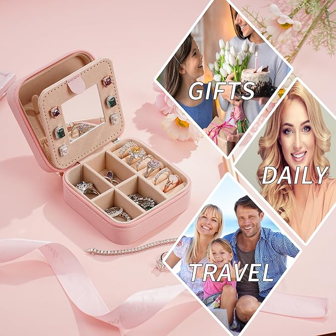 Parima Gifts for Girls - Travel Jewelry Case for Girls Jewelry Box | Gifts for Friends Women Unique Christmas Gift for Women | Friends Personalized Gift - Letter J, Pink