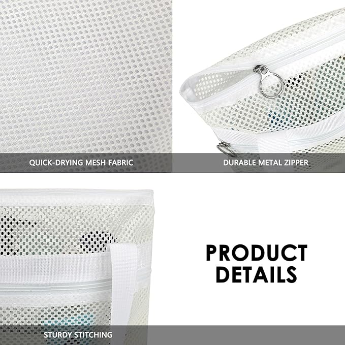 GYEUKHAM Mesh Shower Caddy Portable Shower Bag for Travel,Gym,Camping – Quick-Dry Hanging Toiletry Organizer with Zipper Pockets for Bathroom Essentials,White