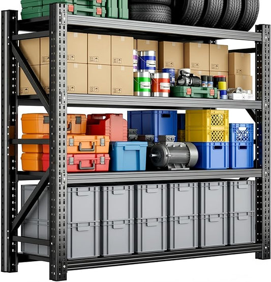 Heavy Duty Garage Shelving, 46" W x 20" D x 71" H, 3500 LBS Capacity, 4-Tier Adjustable Metal Storage Shelves, Reinforced Steel Storage Rack for Garage, Basement, Utility Room