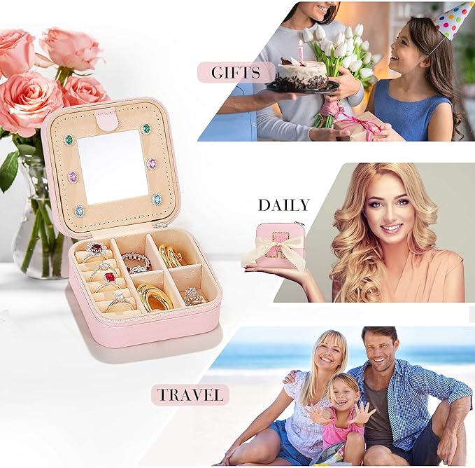 Parima Gifts for Girls - Gifts for Teen Girl Trendy Stuff, 6,7,8,9,10,11,12 Year Old Girl Birthday Gift Travel Jewelry Box Organizer Gift 2026 - Letter A, Pink