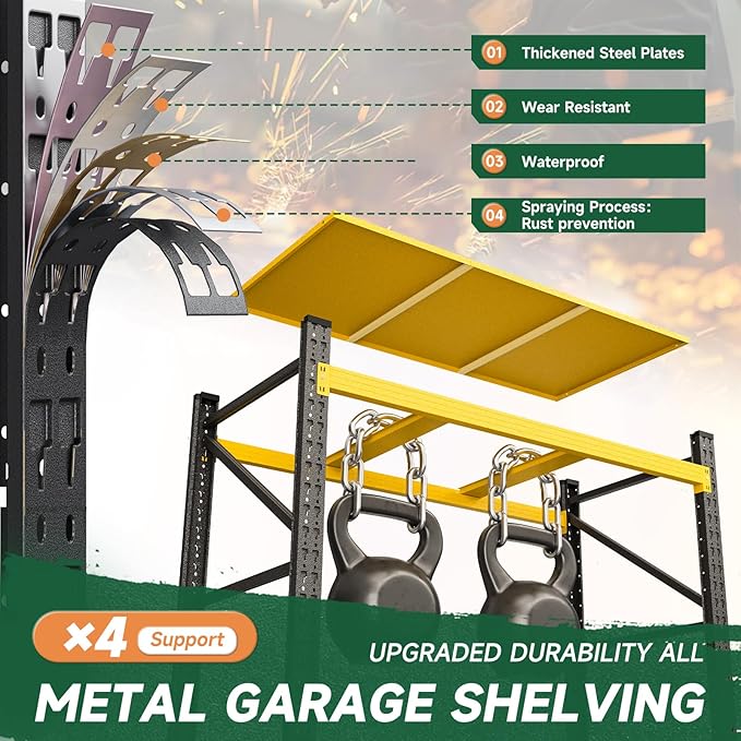 Letaya 4000LBS Heavy Duty Storage Shelves,70" H Metal Garage Shelving Units,4 Tier Large Tall Industrial Shelving,Adjustable Utility Rack Shelf for Warehouse,Basement (Yellow, 60" W x 24" D x 70" H)