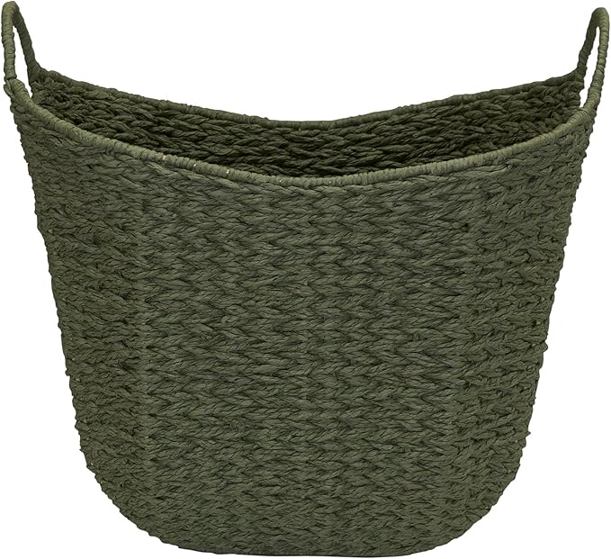 Household Essentials Natural Woven Wicker Storage Basket with Handles