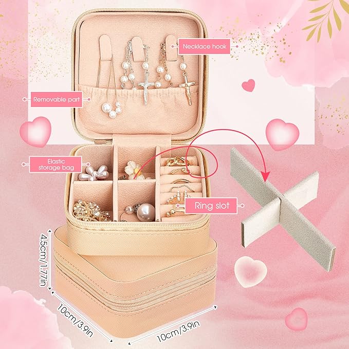 Taiyin Travel Jewelry Case, Bridesmaid Gifts Mini Jewelry Organizer, PU Leather Portable Earring Box for Women Girls