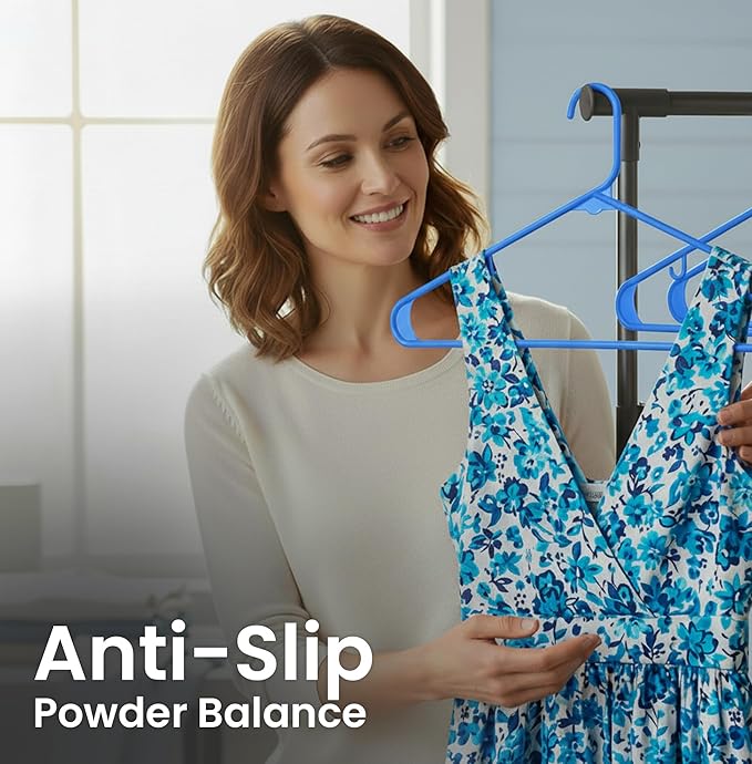 Utopia Home Plastic Hangers 30 Pack - Clothes Hanger with Hooks - Durable & Space Saving (Blue)