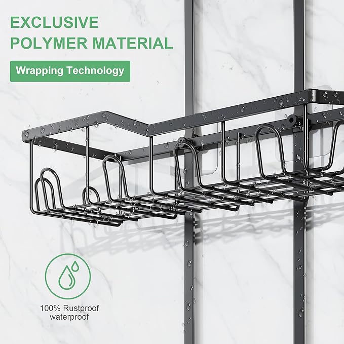 Shower Caddy Hanging,Rustproof Anti-Swing Shower Organizer,2 Tier Hanging Bathroom Caddy Anti-swing and Non-slip,Bathroom Organizer with 18 Hooks for Razor/Sponge