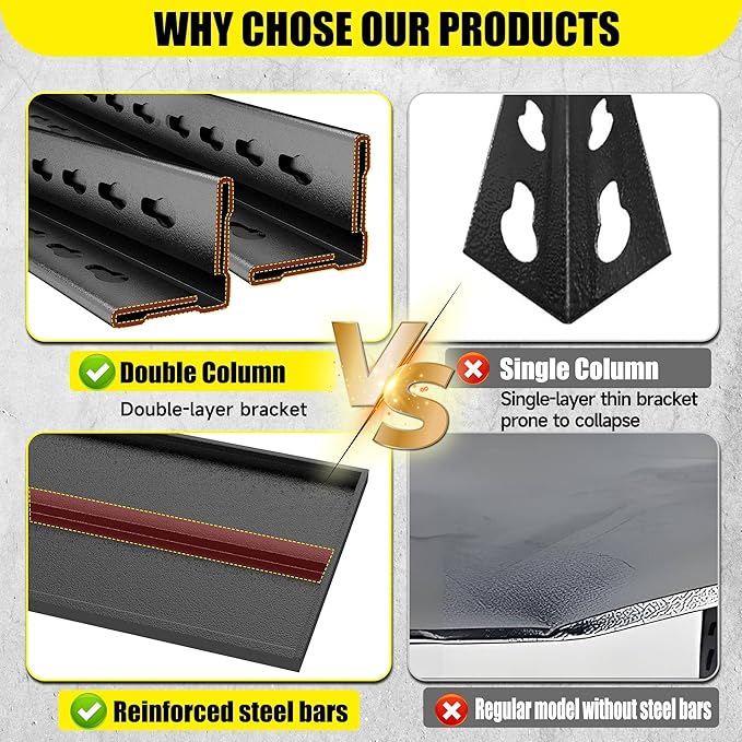 Storage Shelves, Garage Metal Shelving Unit, Adjustable, Double-Layer Column with Reinforced Ribs, Heavy-Duty, Capable of Bearing 600-3600 lbs (Black, 24 * 14 * 44, 4-Tier)