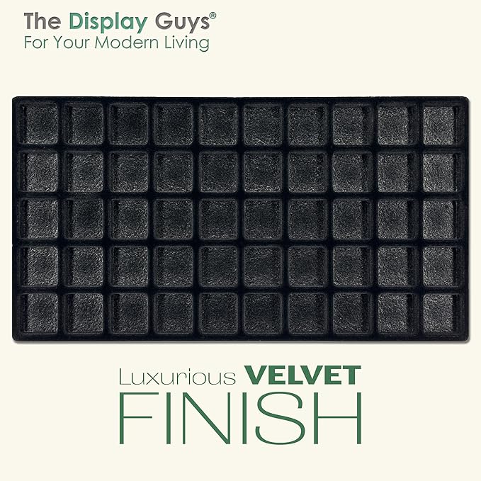 TheDisplayGuys For Your Modern Living 2-Pack 50-Compartments Flocked Velvet Jewelry Display Inserts - Tray/Case Liners - Ring Earrings Storage, (Black) by The Display Guys