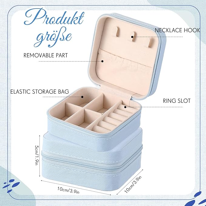 Taiyin Travel Jewelry Case, Bridesmaid Gifts Mini Jewelry Organizer, PU Leather Portable Earring Box for Women Girls