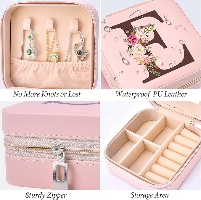 Inngeroo Mothers Day Mom Gifts from Daughter Son, Travel Jewelry Case Box Organizer Personalized Gifts for Mom Wife Women, Gift for Friend Sister Grandma Aunt, pink