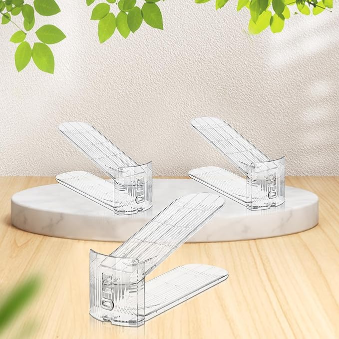 FENRUNXU 10 Pack Transparent Shoe Stacker,Shoe Slots Organizer for Closet, Shoe Display Space Saver,Adjustable Shoe Rack Organizer Holder for High Heels,Sneakers(Transparent)