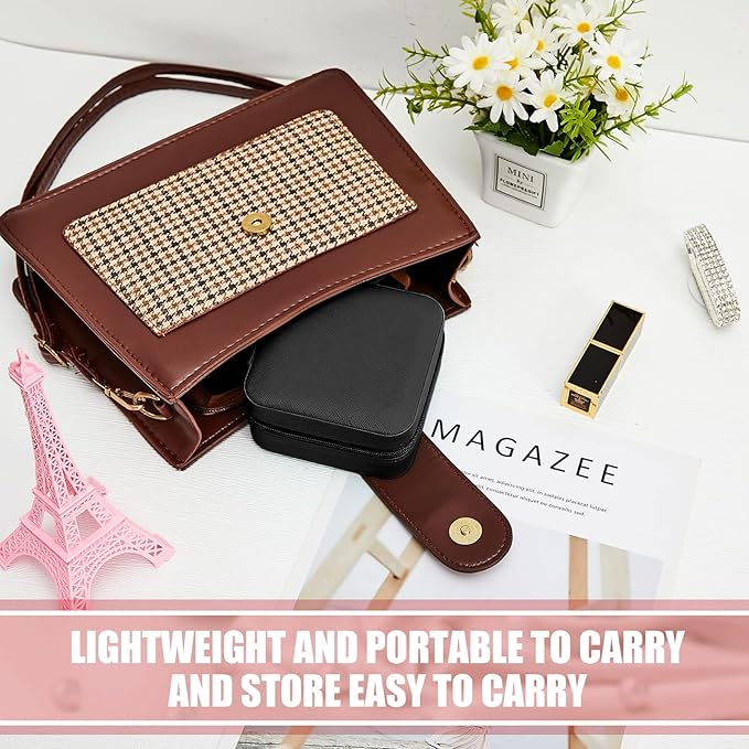 Taiyin Travel Jewelry Case, Bridesmaid Gifts Mini Jewelry Organizer, PU Leather Portable Earring Box for Women Girls