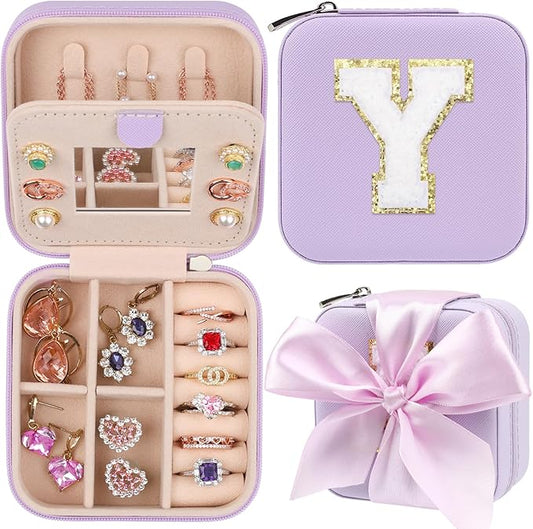 CHMI Travel Jewelry Case, Purple Travel Jewelry Box, Travel Jewelry Organizer, Travel Gifts for Women Girls, Jewelry Organizer Box, Birthday Gifts for Women, Christmas Gifts for Teens Girls - Y