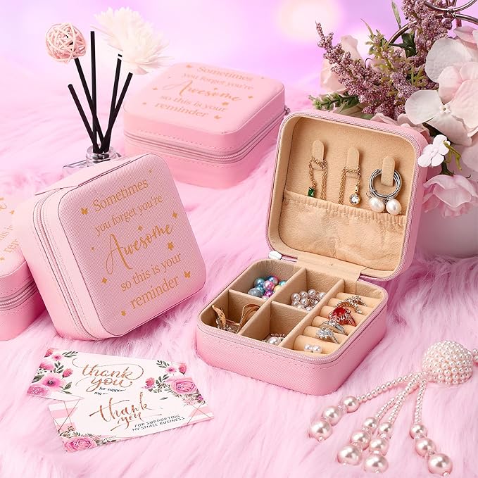 Kenning 12 Pack Inspirational Gifts Bulk Travel Jewelry Case Organizer Appreciation Gifts for Employee Teacher Coworkers Nurses