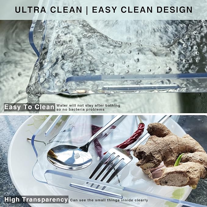 Bakzon Acrylic Corner Shelves, 2 Pack Adhesive Shower Caddy Organizer for Tile Walls, Wall Mounted Clear Bathroom Shelves for Inside Shower & Kitchen Storage