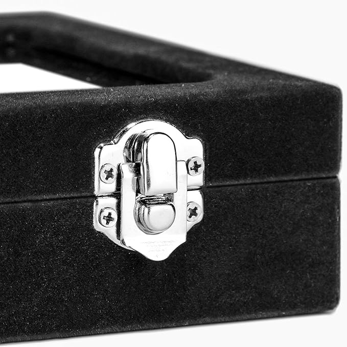 Jewelry Box Rings Organizer Tray 7 Slots Velvet Jewelry Earring Storage Box With Transparent Lid Jewelry Display Case for Girls Women (Black)