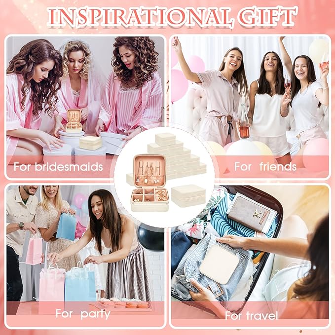 Taiyin Travel Jewelry Case, Bridesmaid Gifts Mini Jewelry Organizer, PU Leather Portable Earring Box for Women Girls