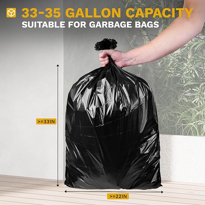 DWVO 38 Gallon Large Outdoor Trash Can, 2-Pack Waterproof Resin Hideaway Garbage Bin with Lid and Drip Tray, Outside Trash Bin for Porch, Backyard, Deck, Patio, Poolside, Easy to Clean, Black