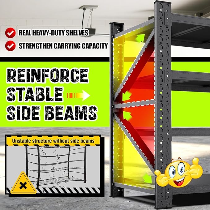 Garage Storage Shelves 5-Tier,Garage Storage System Shelves Adjustable,Storage Shelving for Basement,Pantry,Kitchen,Warehouse (1, 70" H*71" W*23.6" D)
