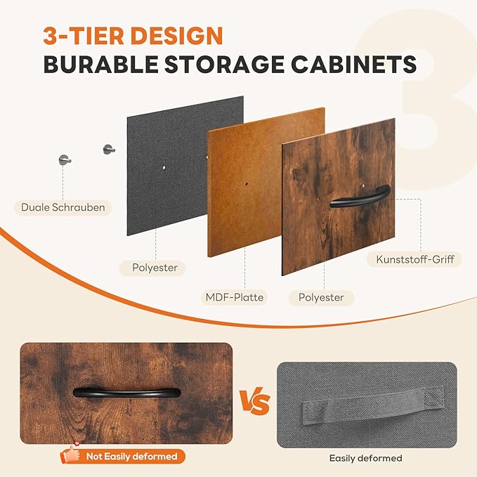Sweetcrispy 10 Drawer Fabric Dresser Storage Tower with Bins, Tall Chest Organizer for Bedroom Closet Hallway, Steel Frame Wood Top Easy Pull Handles,Black-Brown