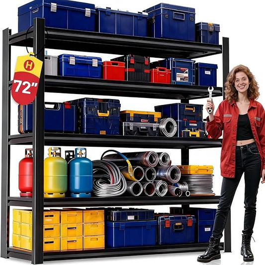 Metal Garage Shelving Unit, Heavy Duty Garage Storage Shelves, Adjustable Shelf for Warehouse, Kitchen, Basement, Double-Layer Columns (72 x 36 x 18in, 5 Tier)