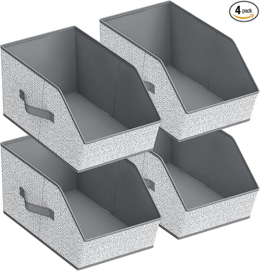 Homsorout Large Closet Storage Cubes - Closet Storage Bins with Dual Handles for Clothes, Towels, Toys, Shelf Organizer Bins for Bedroom, Nursery, Shelves, Small Spaces, Ant Light Gray, 4 Pack